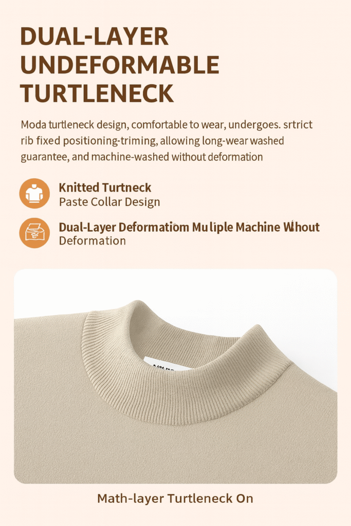 premium modal wool half turtleneck knit sweater for men – soft, thick, and fleece lined winter pullover