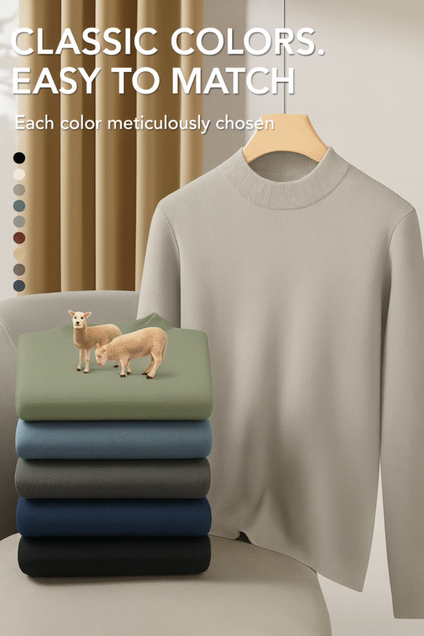 premium modal wool half turtleneck knit sweater for men â€“ soft, thick, and fleece lined winter pullover